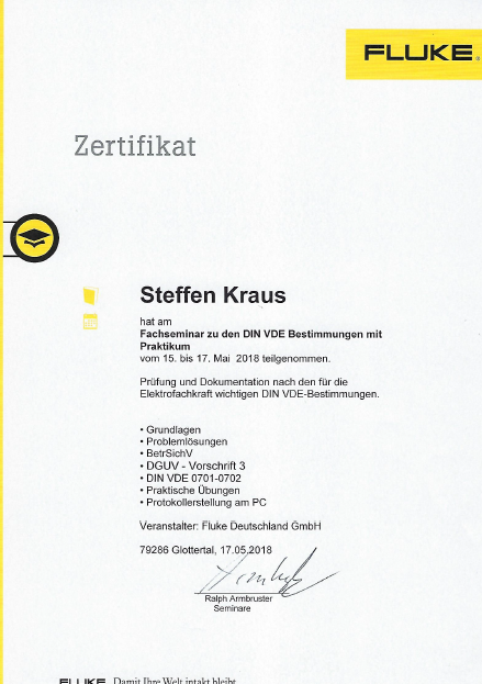 Zertifikat: Fluke
